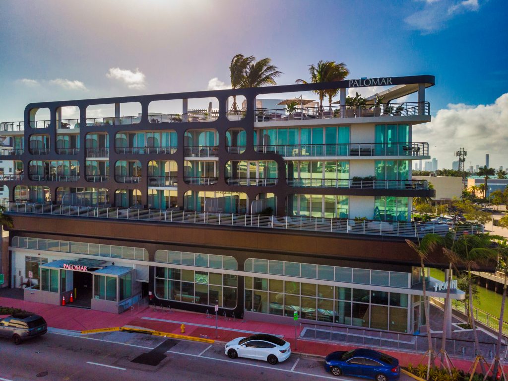modern hotel or commercial building named "Palomar."