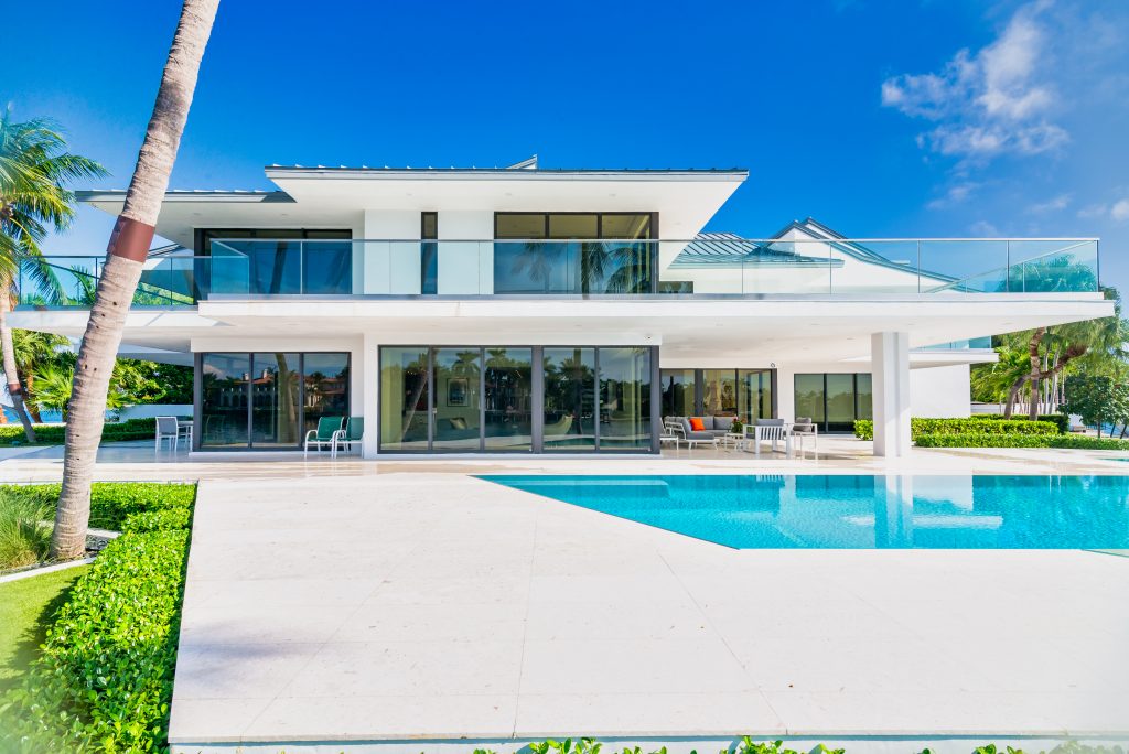 luxurious modern residence with clean architectural lines and expansive glass windows