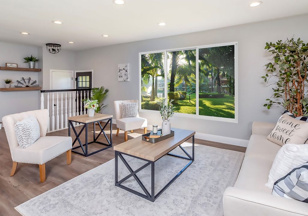 living room with a modern yet cozy aesthetic